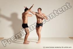 Underwear Fighting Man - Man White Moving poses Muscular Short Brown Dynamic poses Academic